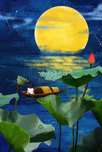 Midsummer Night Theme Series Illustrator Lotus Pool Illustration Image Picture Free Download Lovepik Com