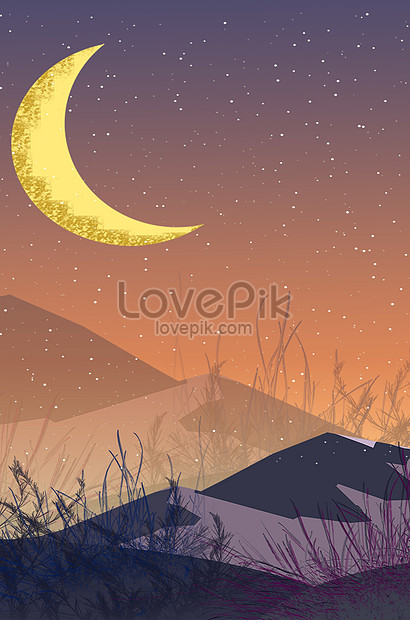砂漠の夜景星手描き月青黄色グラデーション広告の背景イメージ 図 Id Prf画像フォーマットjpg Jp Lovepik Com
