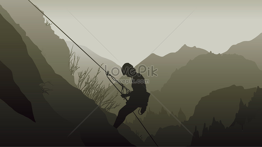 Ilustrasi Olahraga Outdoor Pendakian Gunung Panjat Tebing