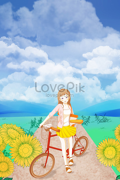 Girasol Japonés Niña Hermosa Ilustración | PSD ilustraciones imagenes  descarga gratis - Lovepik