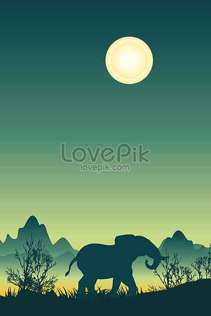 Night landscape elephant night line illustration illustration image_picture  free download 