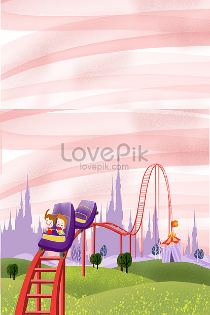 Cartoon playground roller coaster poster background illustration  image_picture free download 