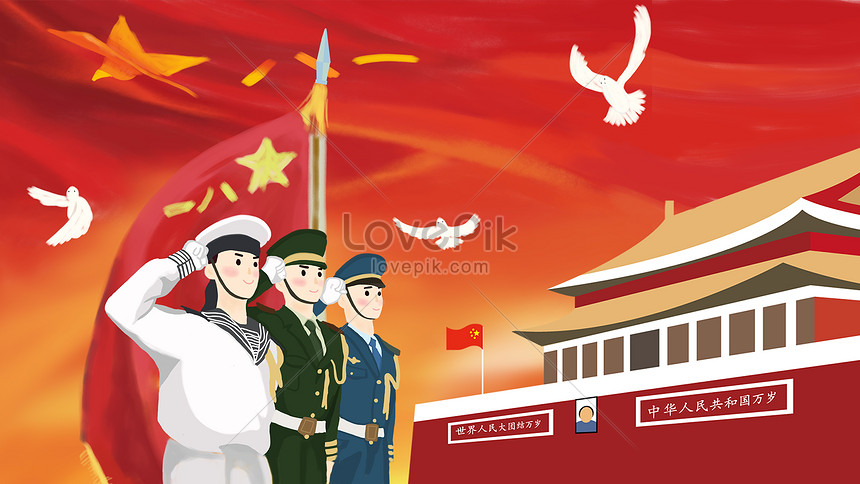 August 1st army day hand drawn military red banner background illustration  image_picture free download 