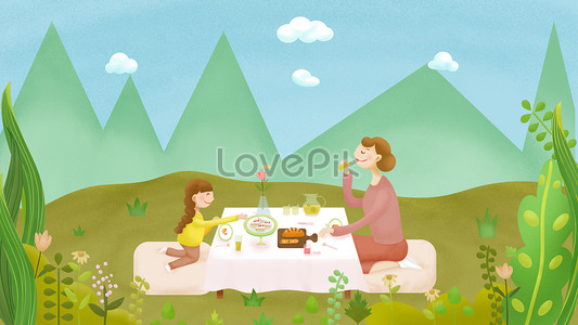 Outdoor picnic scene illustration illustration image_picture free download  