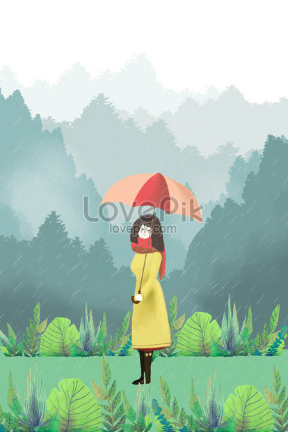 Chica Caminando Bajo La Lluvia | PSD ilustraciones imagenes descarga gratis  - Lovepik