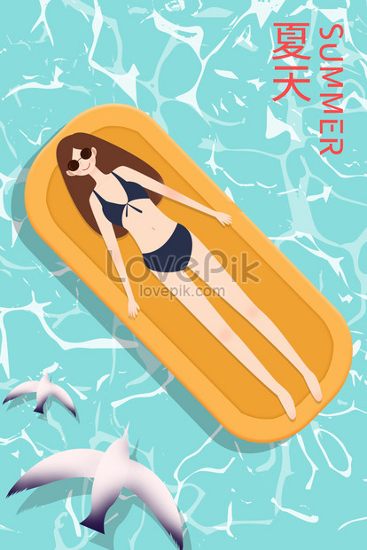 海で夏の太陽を楽しんでいる女の子のイラストイメージ 図 Id Prf画像フォーマットjpg Jp Lovepik Com