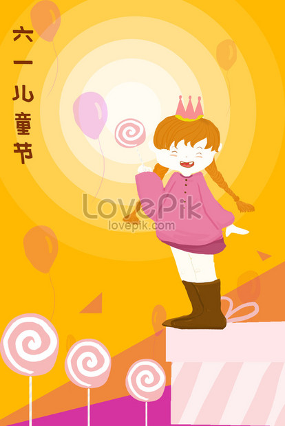 ロリポップを持って小さな女の子イラストイメージ 図 Id Prf画像フォーマットjpg Jp Lovepik Com