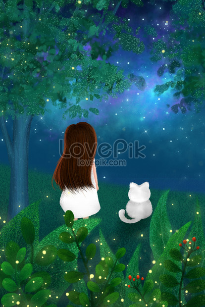 真夏の夜見上げる星空手描きイラストイメージ 図 Id Prf画像フォーマットjpg Jp Lovepik Com