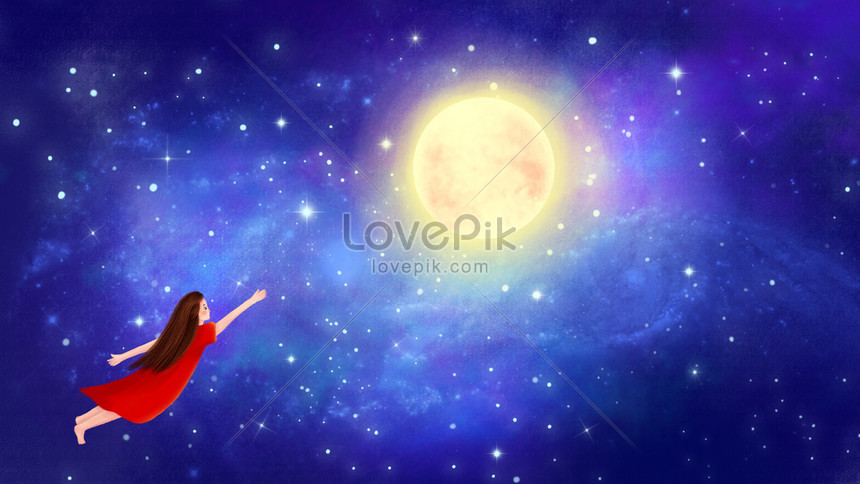 Hand drawn illustration beautiful starry sky illustration image_picture  free download 
