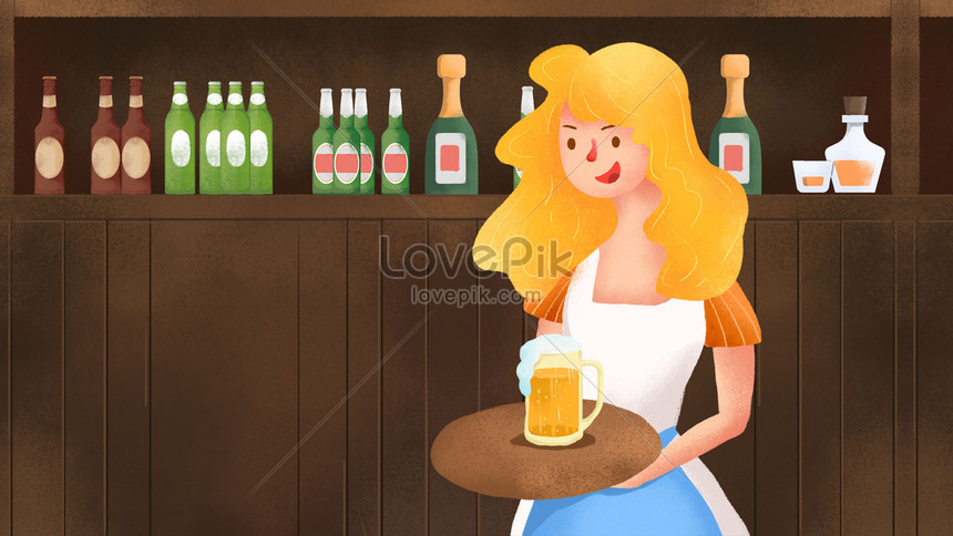 レトロなビール祭りのビールの女の子のイラストイメージ 図 Id Prf画像フォーマットjpg Jp Lovepik Com