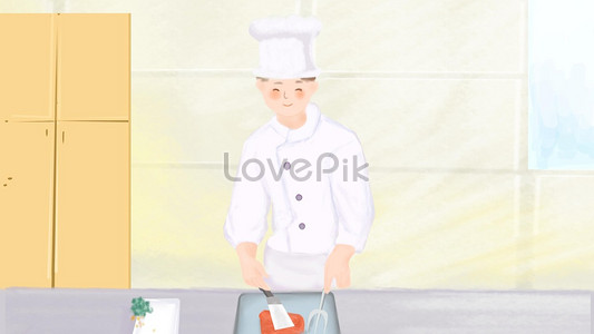 Chef Memegang Peralatan  Dapur  Pada Latar  Belakang Putih 