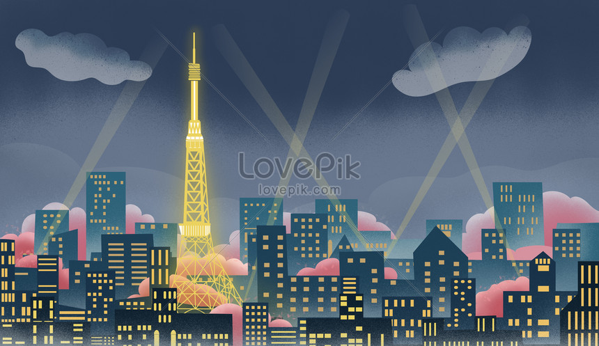 東京タワーシティランドマークテーマイラストイメージ クリエイティブ Id Prf画像フォーマットjpg Jp Lovepik Com