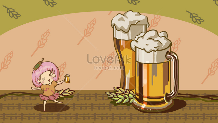ビールの女の子のイラスト背景イラストイメージ 図 Id Prf画像フォーマットjpg Jp Lovepik Com