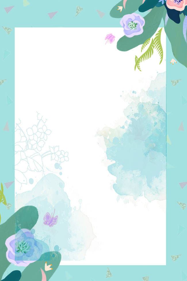 simple small fresh flower border blue background images hd- PSD poster ...