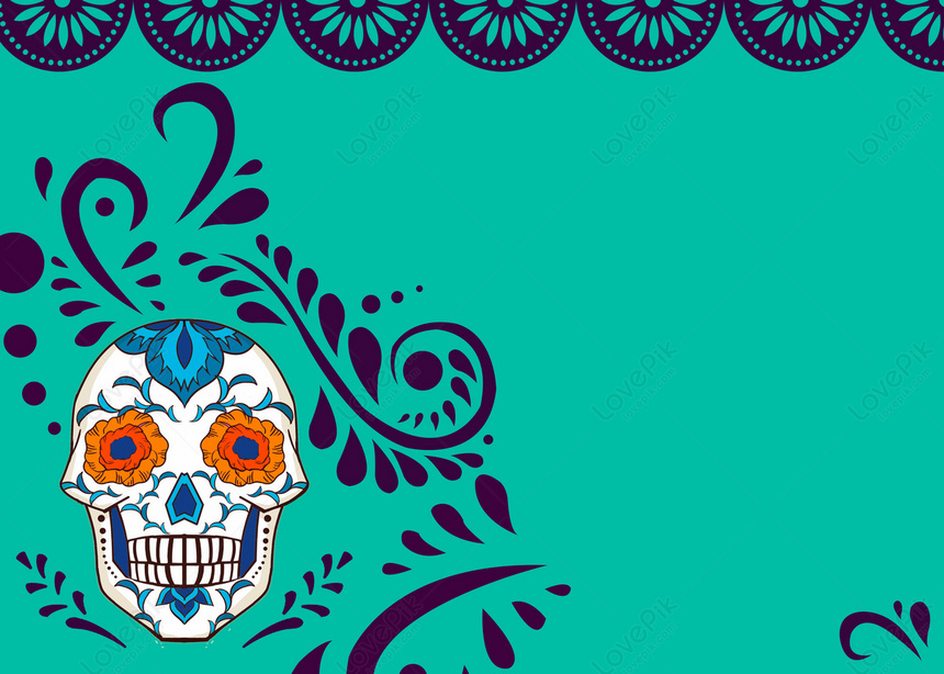 Día De Muertos Blue Green Day Of The Dead Pattern Background, Floral  Pattern Backgrounds, 骷髅 Backgrounds, Día De Murtos Backgrounds Download  Free | Banner Background Image on Lovepik | 361220146