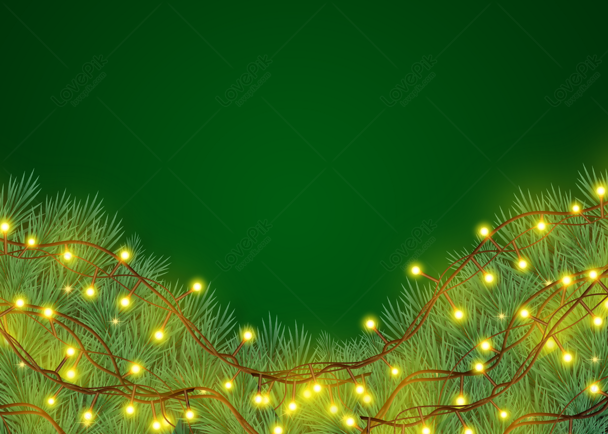 Green Leaves Color Decorative Border Christmas Background, Light ...