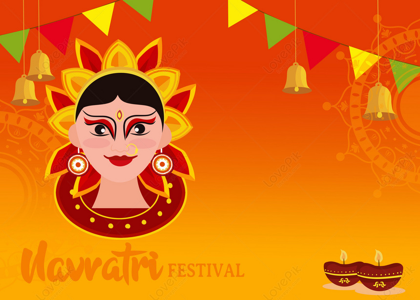 Navratri Nine Nights Festival Yellow Gradient Background, Bell Backgrounds,  Flower Backgrounds, Goddess Backgrounds Download Free | Banner Background  Image on Lovepik | 361219527