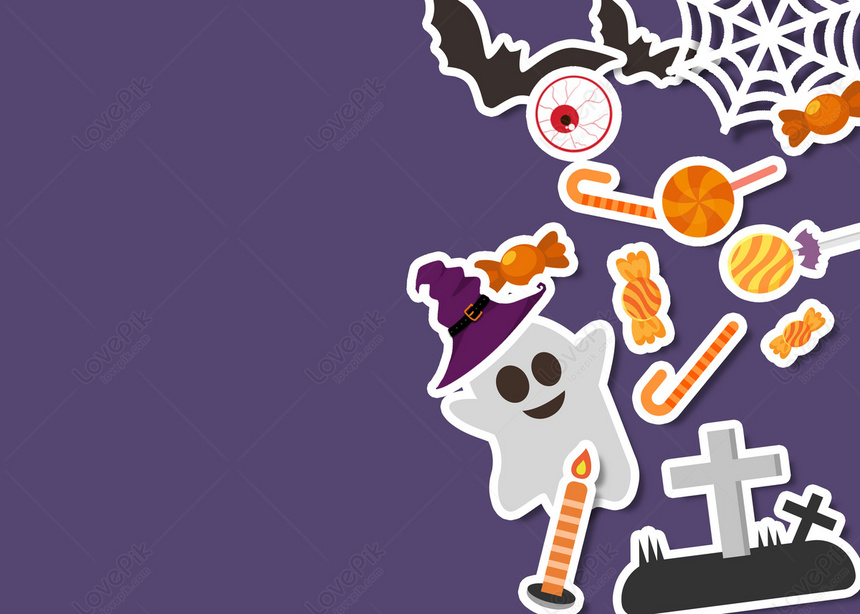 Pegatina Púrpura Fondo De Dibujos Animados De Halloween, Dulces Fondos,  Fantasma Fondos, Halloween Fondos Imagen de Fondo Gratis Descargar en  Lovepik
