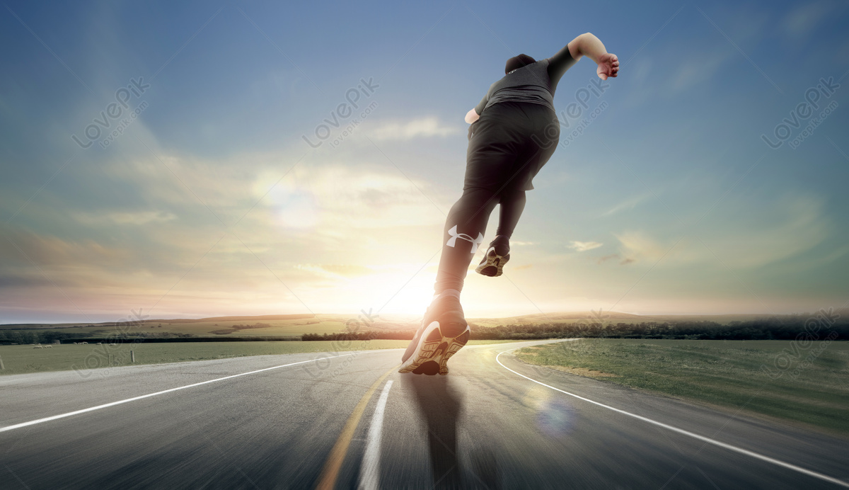Athlete Running On The Road Download Free | Banner Background Image on  Lovepik | 401708096