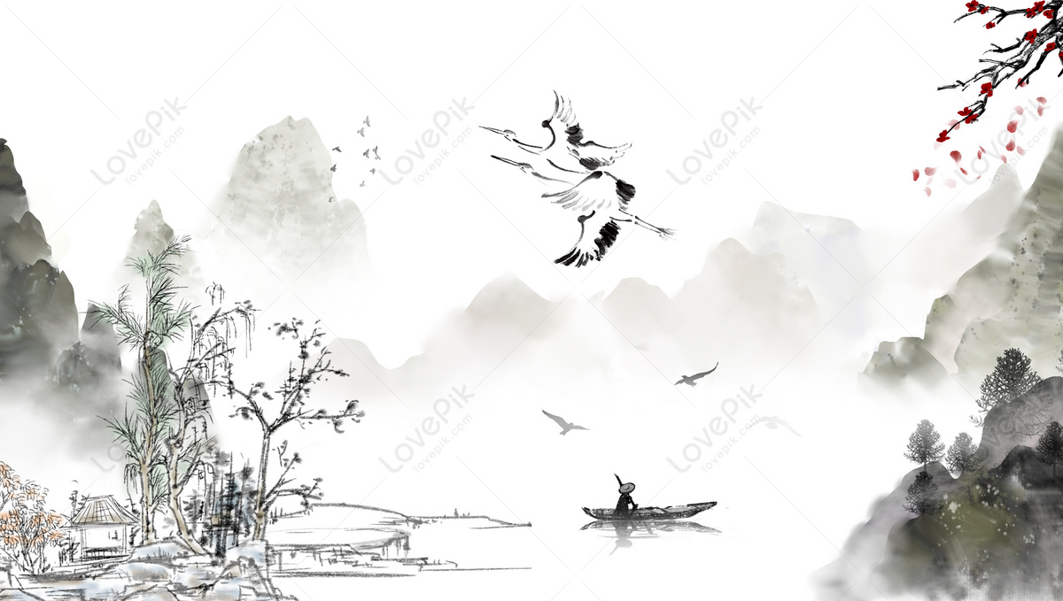 Ink Mountain View Download Free | Banner Background Image on Lovepik ...