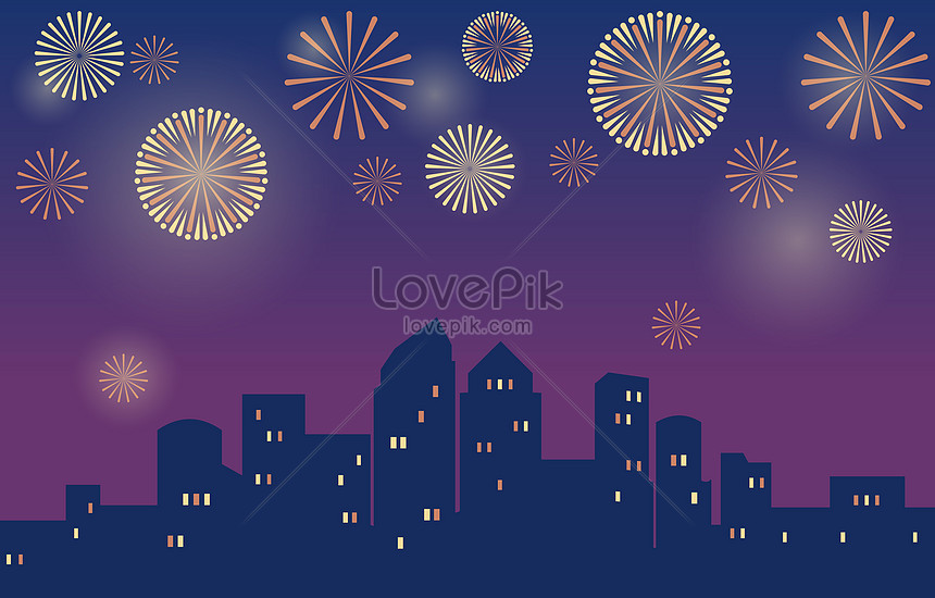 Happy New Year With Fireworks In City Background Download Free | Banner