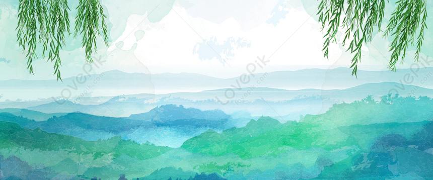 Qingming Willow Leaf Green Download Free | Banner Background Image on ...