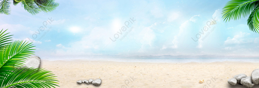 Summer Beach Hand Drawn Wind Fresh Background Download Free | Banner ...