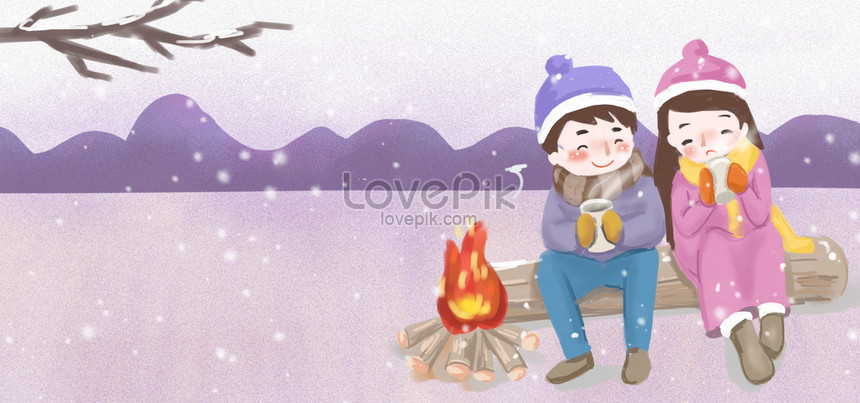 Big Cold Festival Cute Couple Warm Cartoon Banner Download Free | Banner  Background Image on Lovepik | 605815985