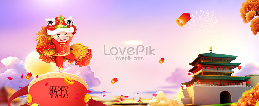 Chinese Style Spring Festival Lion Dance Banner Background Download Free | Banner  Background Image on Lovepik | 605761534