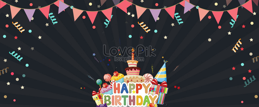 Flat Card Ventilated Birthday Party Happy Birthday Poster Download Free | Banner  Background Image on Lovepik | 605764057