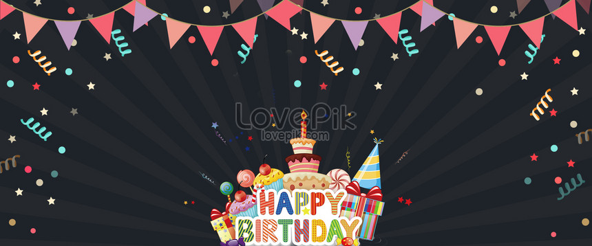 Flat Card Ventilated Birthday Party Happy Birthday Poster Download Free |  Banner Background Image on Lovepik | 605764057