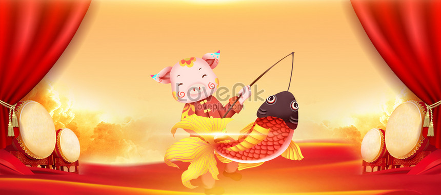 Happy New Year Year Of The Pig Daji Banner Background Download Free | Banner  Background Image on Lovepik | 605722295