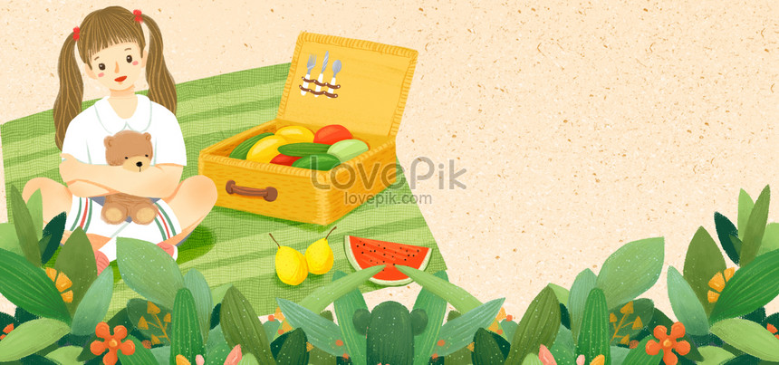 Spring Picnic Small Fresh Cute Hand Drawn Cartoon Banner Download Free | Banner  Background Image on Lovepik | 605819098