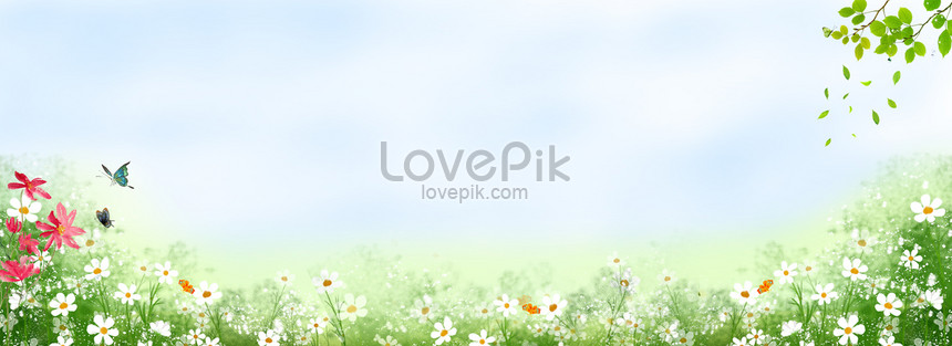 New Fresh Blue Sky Grass Banner In Spring Download Free | Banner ...