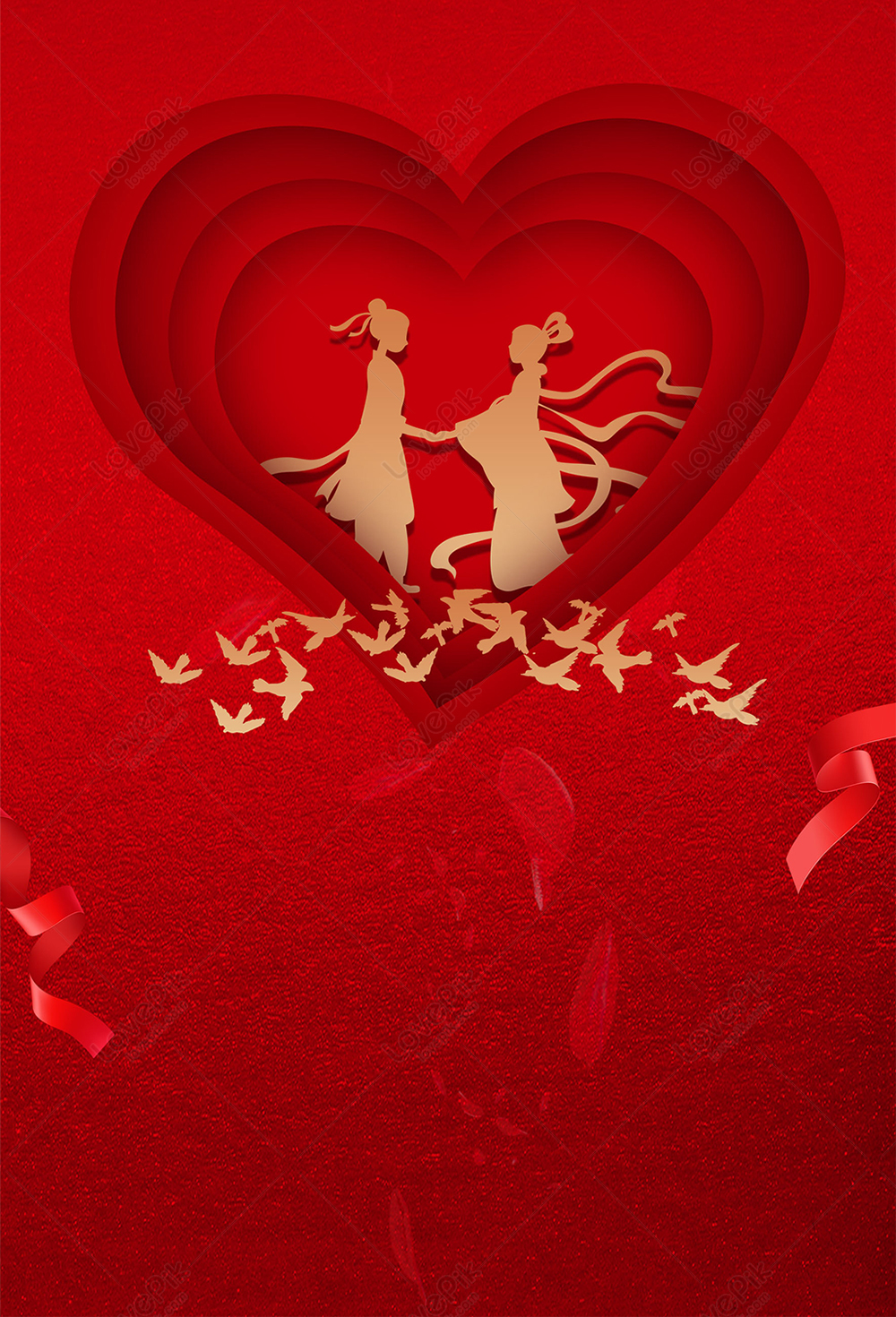 Red Paper Cut Wind Chinese Valentines Day Poster Background Download Free |  Poster Background Image on Lovepik | 401556789