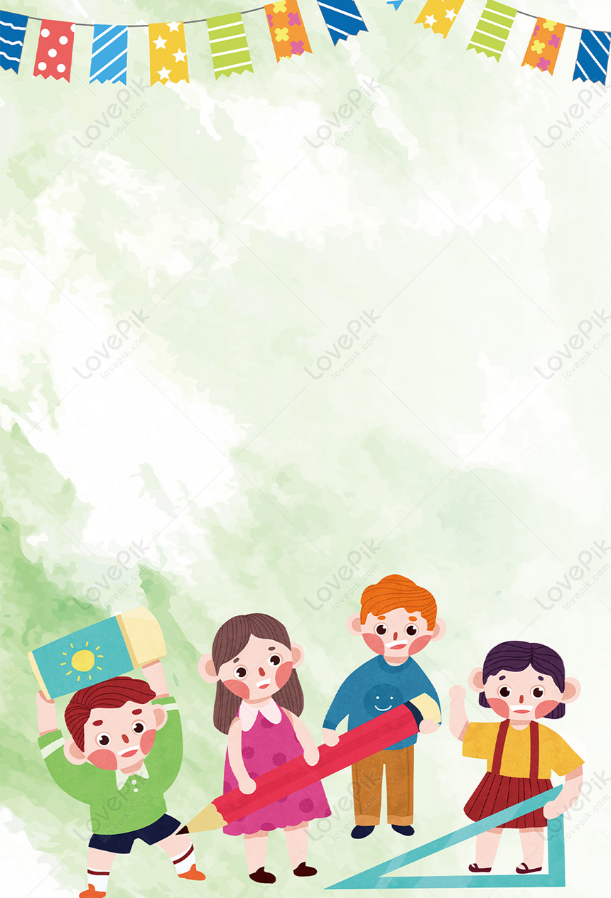 Green Cartoon Children Cute Poster Background Download Free | Poster  Background Image on Lovepik | 401600571