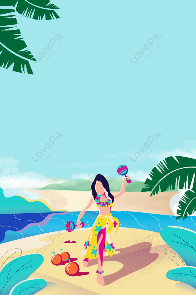 Cartoon Summer Beach Beach Holiday Download Free | Poster Background Image  on Lovepik | 605603480