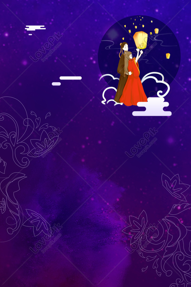 Cartoon Tanabata Purple Gradient Dream Promotion Poster Download Free