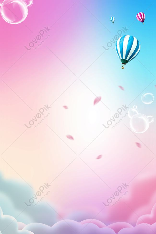 Chinese Valentine's Day Cloud Sea Hot Air Balloon Poster, balloon, hot day, valentines poster Background