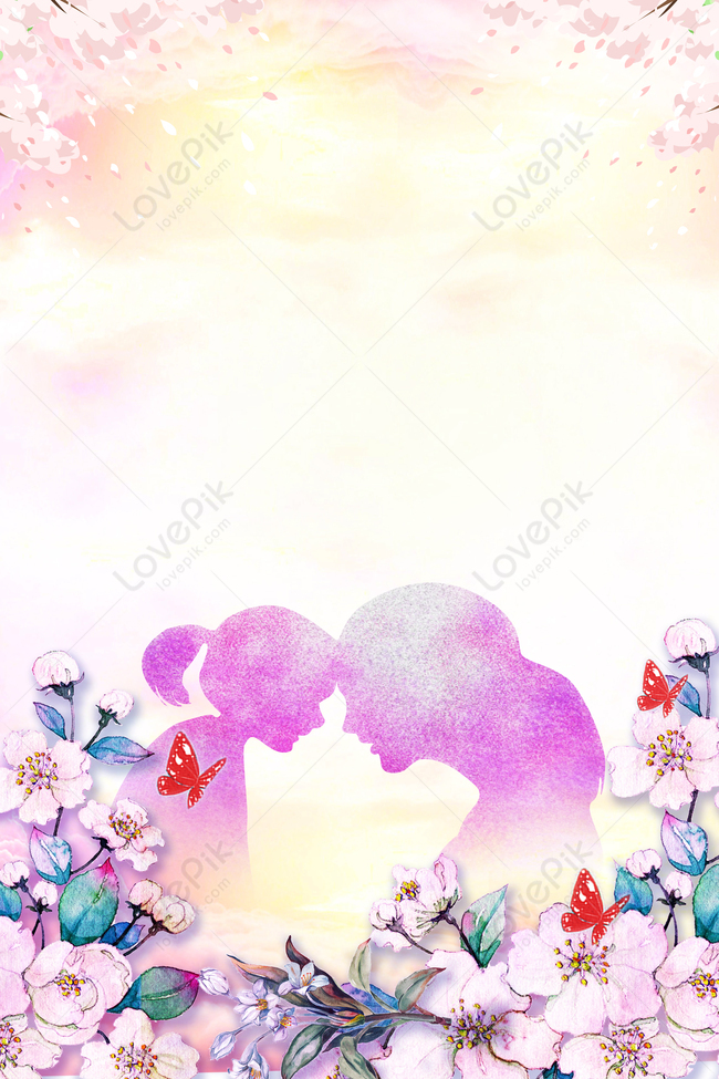 Happy Mothers Day Purple Mother And Daughter Hand Drawn Fresh A Download  Free | Poster Background Image on Lovepik | 605608891