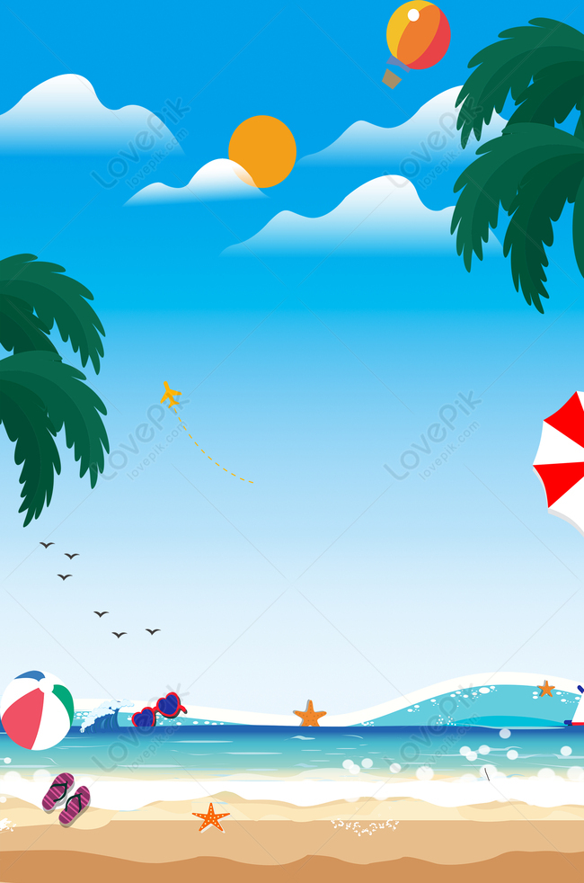Hình Nền Mùa Hè Du Lịch Bãi Biển Tay Màu Xanh Vẽ Nền Quảng Cáo Phim Hoạt,  HD và Nền Cờ đẹp mùa hè, bãi biển, du lịch để Tải Xuống Miễn