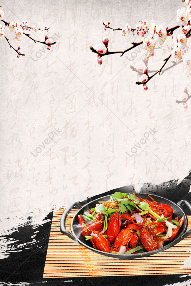 Summer Crayfish Food Festival Classic Plum Blossom Ink Advertisi Download  Free | Poster Background Image on Lovepik | 605573731