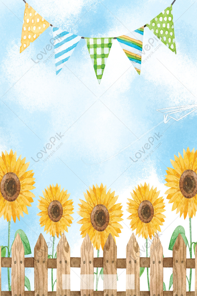Summer Fresh And Cute Cartoon Sunflower Background Download Free | Poster  Background Image on Lovepik | 605618733