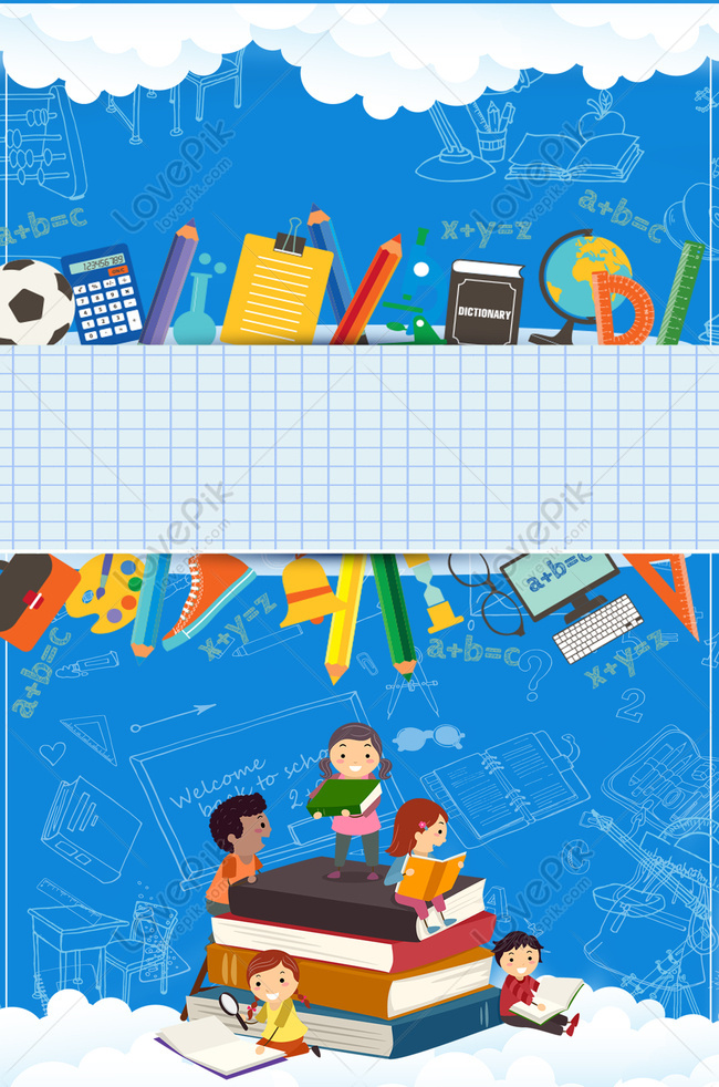 Summer vacation tutoring homework counseling agency blue cartoon, institute, tutor, homework cartoon Background image