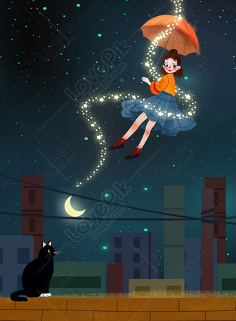 Blue Cartoon Midsummer Night City Night Background Download Free | Poster  Background Image on Lovepik | 605574224