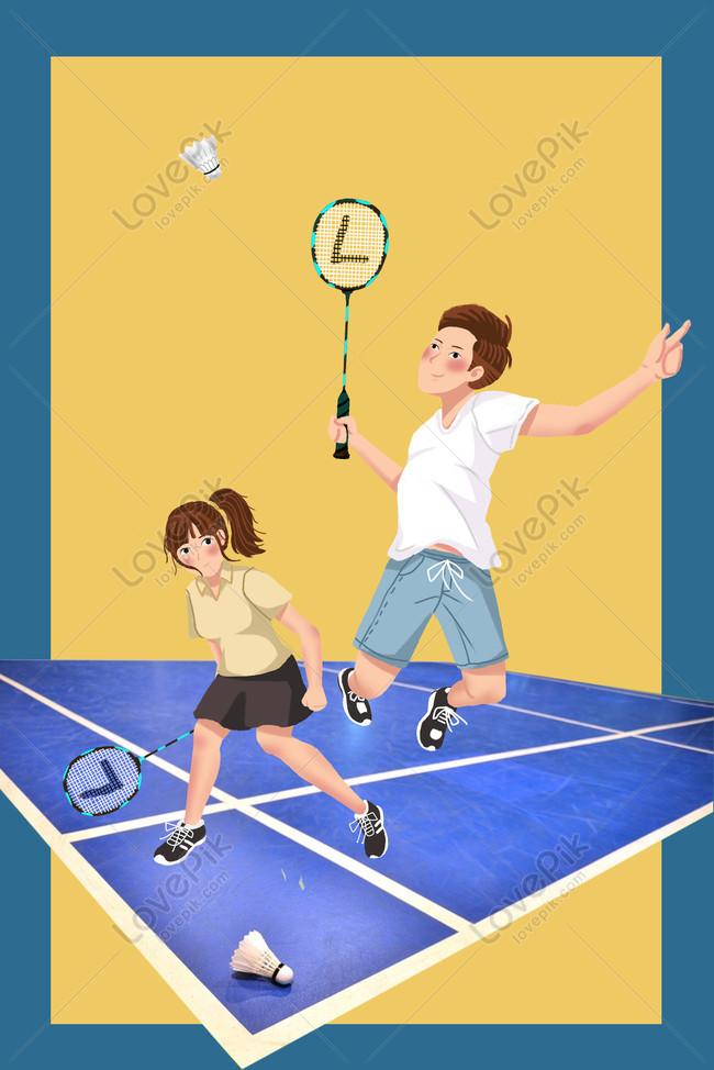 Autumn Body Boy And Girl Playing Badminton Exercise Hand Painted Download  Free | Poster Background Image on Lovepik | 605695558