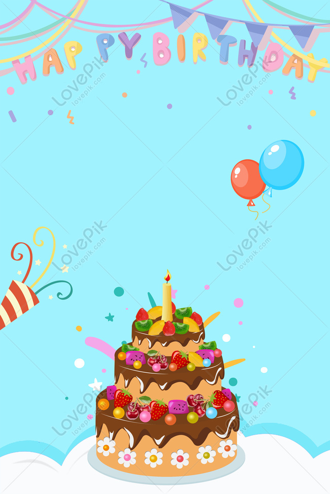 Birthday Invitation Simple Cake Balloon Bunting Poster Download Free |  Poster Background Image on Lovepik | 605766209