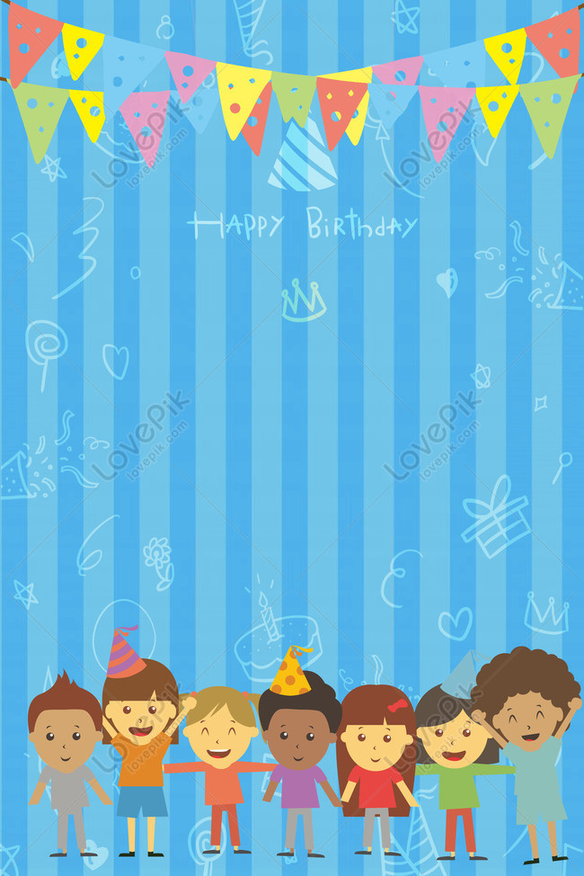Blue Cartoon Cute Birthday Party Invitation Background Download Free |  Poster Background Image on Lovepik | 605763709