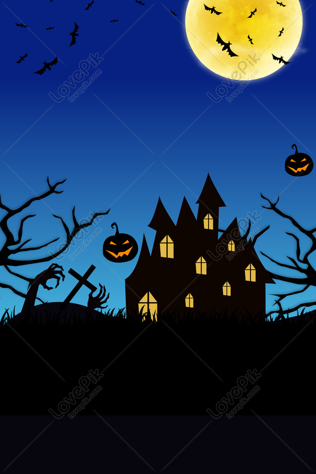 Bosque De La Noche De Halloween De Dibujos Animados Degradado Az Imagen de  Fondo Gratis Descargar en Lovepik