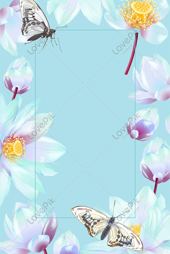 Blue Hand Painted Elegant Flowers Border Download Free | Poster Background  Image on Lovepik | 605806962